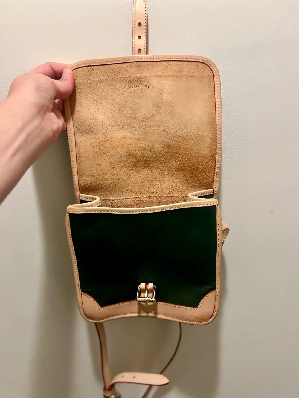 Dooney & Bourke Dark Green Crossbody with Natural Leather Trim